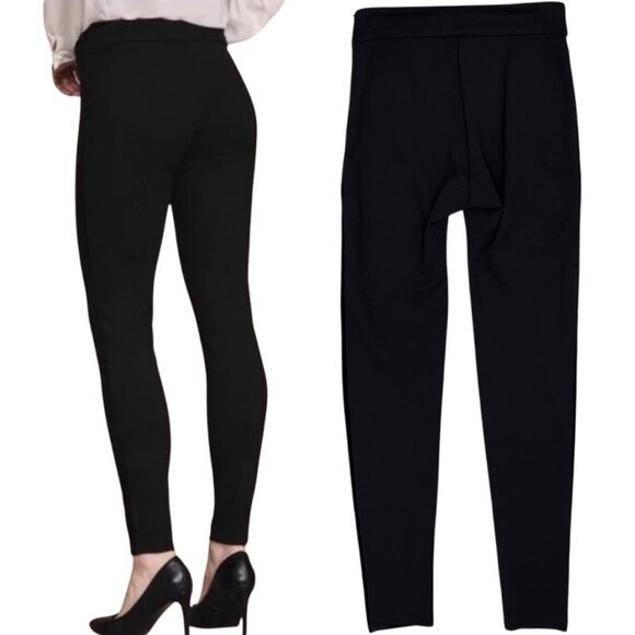 Anne Fontaine Andy Leggings Dual Material in Velvet and Milano Black Size 36 - Picture 2 of 16